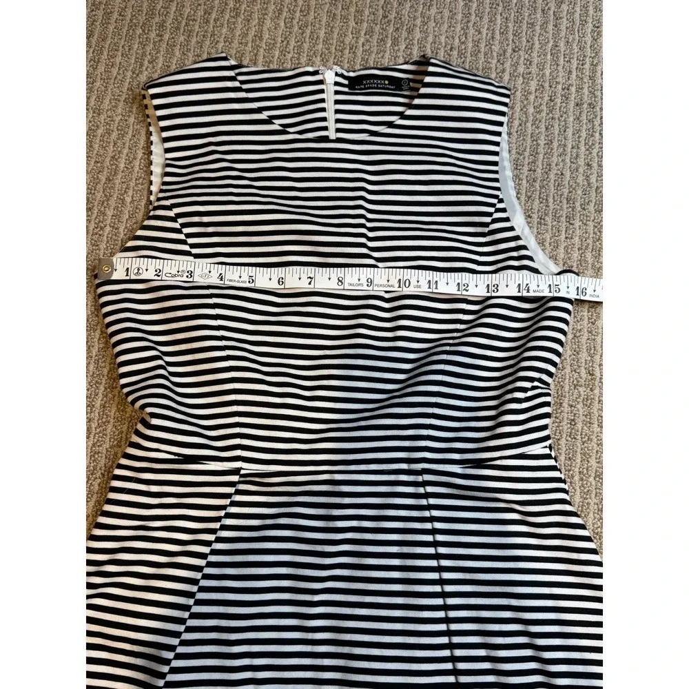 Kate Spade Saturday Black White Stripe Fit Flare Sleeveless Dress Size‎ 2